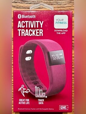 GEMS Bluetooth Activity HEALTH Fitness Tracker Adjustable ROSE Color Band NEW